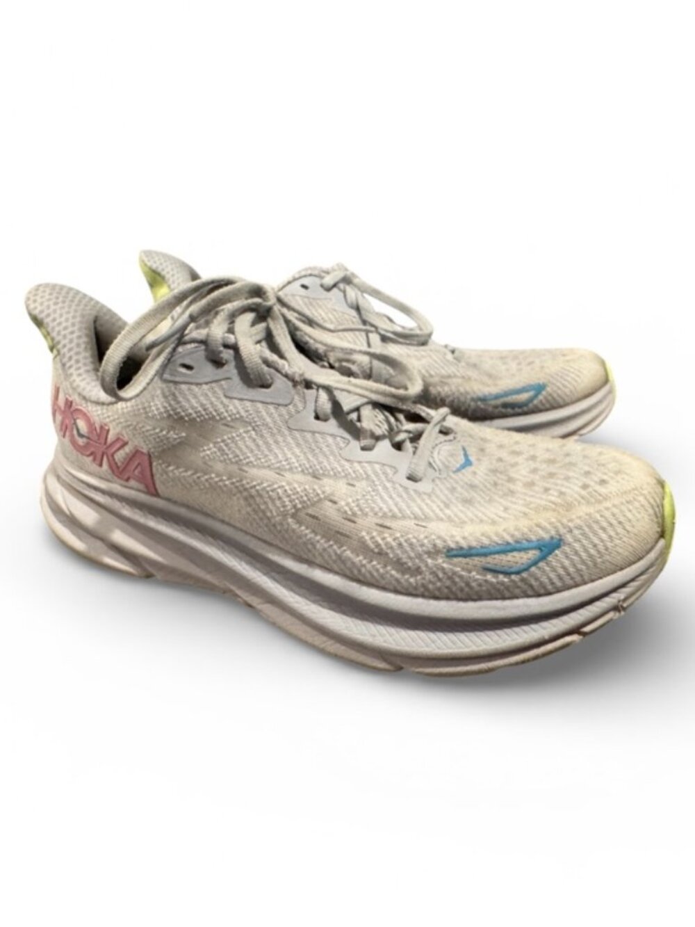HOKA Clifton 9 Running Shoes Women’s 9.5 Gull Sea Ice Cushioned Athletic Sneaker